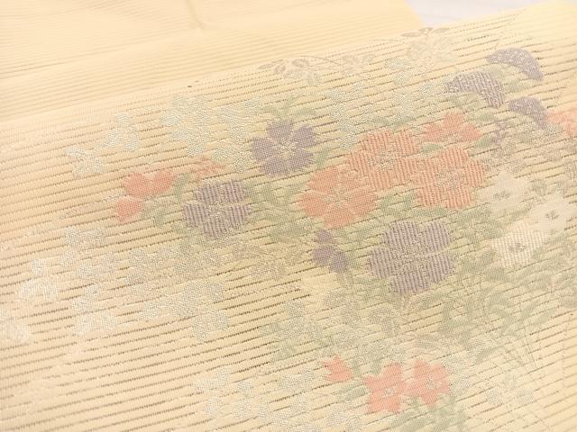 平和屋着物*夏物 八寸名古屋帯 絽綴れ 秋草文 銀糸 BAAX7934hv