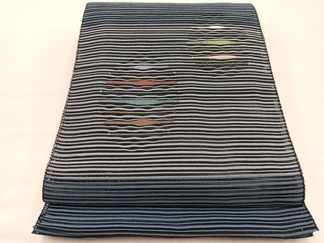 平和屋着物*夏物 八寸名古屋帯 絽綴れ 横段文 金糸 正絹 逸品 BAAX7937hv