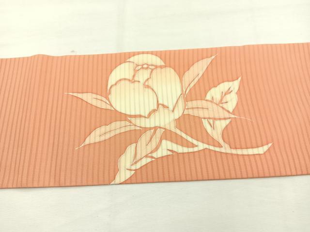 平和屋着物*夏物 絽塩瀬 九寸名古屋帯 牡丹 正絹 逸品 BAAX7938hv
