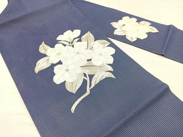 平和屋着物*夏物 九寸名古屋帯 総駒刺繍 枝花文 銀糸 正絹 逸品 BAAX7939hv
