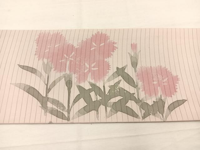 平和屋着物*夏物 絽塩瀬 九寸名古屋帯 草花文 ろうけつ染め 正絹 逸品 BAAX7944hv