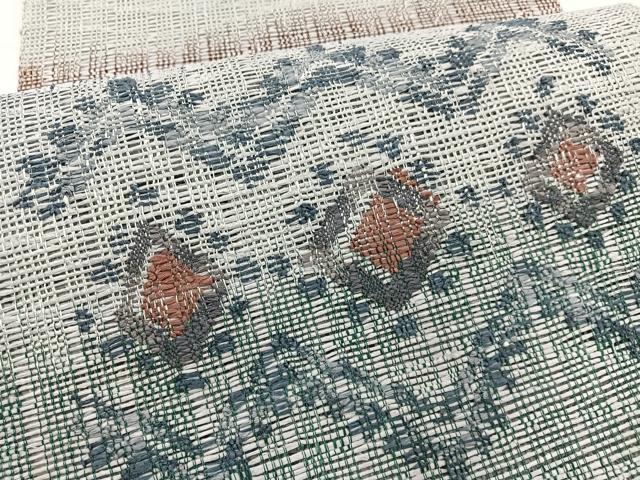 平和屋着物*夏物 八寸名古屋帯 羅 幾何学文様 正絹 逸品 未使用 BAAX7945hv