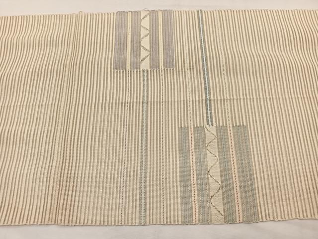 平和屋着物*夏物 八寸名古屋帯 絽綴れ 横段文 金銀糸 正絹 逸品 BAAX7947hv