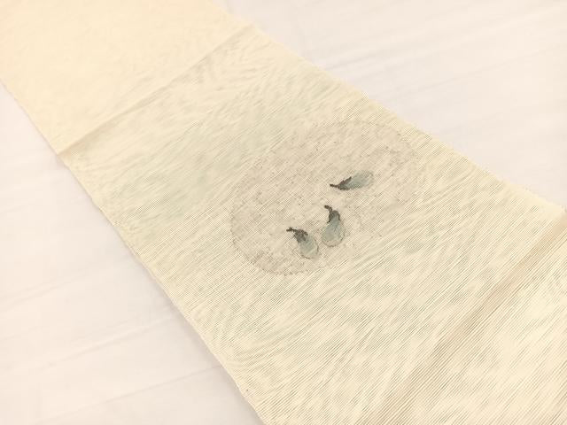 平和屋着物*夏物 八寸名古屋帯 すくい織 成り物 茄子 銀糸 正絹 逸品 BAAX7949hv