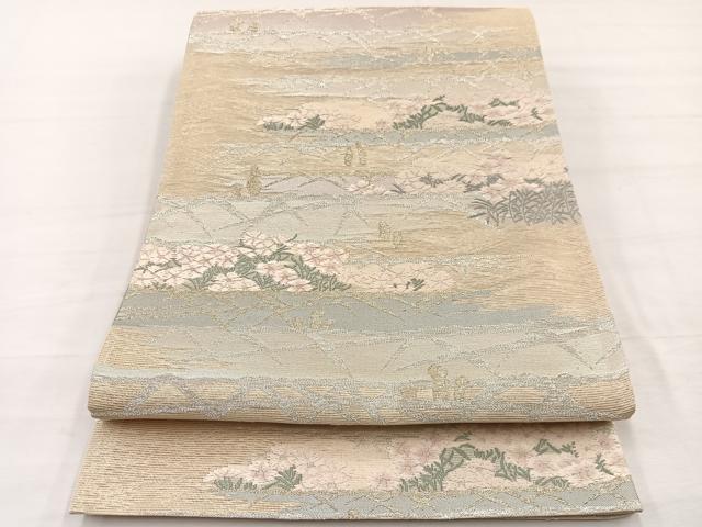 平和屋着物*夏物 六通柄袋帯 唐織 薫風 草花文 金銀糸 正絹 逸品 BAAX7959hv