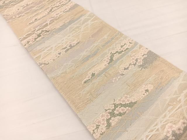 平和屋着物*夏物 六通柄袋帯 唐織 薫風 草花文 金銀糸 正絹 逸品 BAAX7959hv