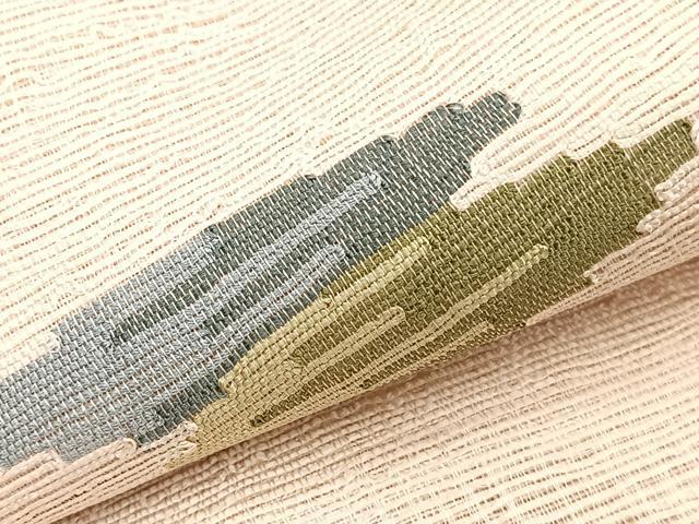 平和屋着物*夏物 太鼓柄袋帯 すくい織 抽象文様 正絹 逸品 BAAX7963hv