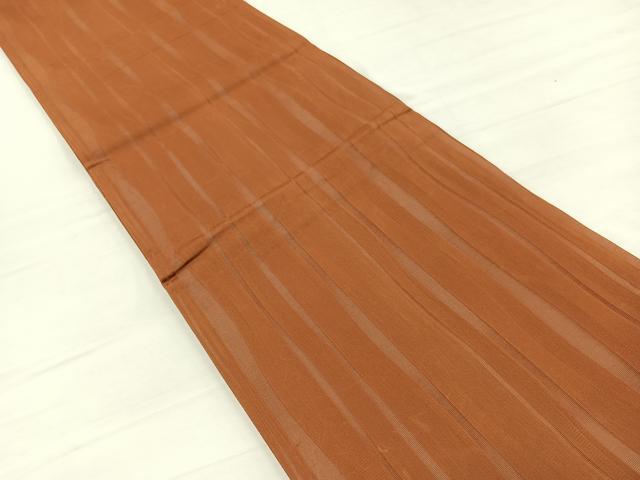 平和屋着物*夏物 全通柄袋帯 よろけ縞 代赭色 正絹 逸品 BAAX7967hv