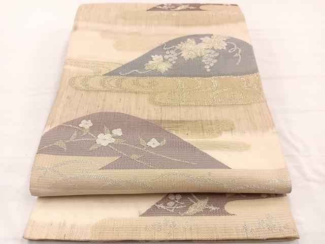 平和屋着物*夏物 六通柄袋帯 遠山葡萄花文 金銀糸 正絹 逸品 BAAX7970hv