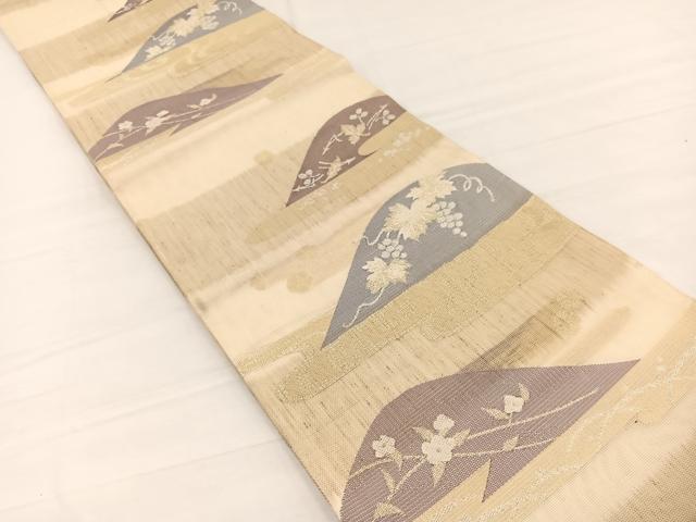 平和屋着物*夏物 六通柄袋帯 遠山葡萄花文 金銀糸 正絹 逸品 BAAX7970hv