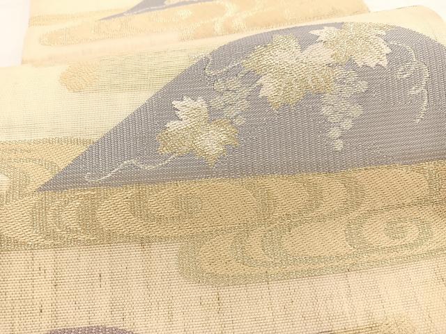 平和屋着物*夏物 六通柄袋帯 遠山葡萄花文 金銀糸 正絹 逸品 BAAX7970hv