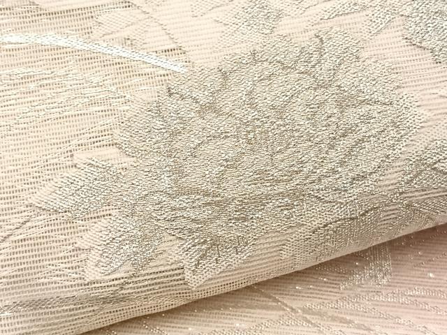 平和屋着物*夏物 六通柄袋帯 花のたより 銀糸 正絹 逸品 BAAX7975hv
