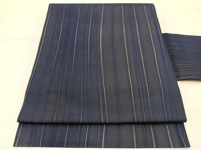 平和屋着物*夏物 全通柄 九寸名古屋帯 間道 青褐色正絹 逸品 BAAX7977hv