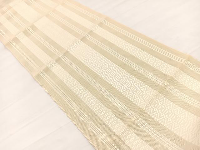 平和屋着物*夏物 本場筑前博多織 八寸名古屋帯 紗献上 鳥の子色 正絹 逸品 BAAX7979hv
