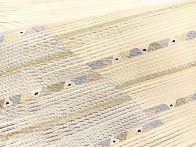 平和屋着物*夏物 八寸名古屋帯 絽綴れ 横段文 金銀糸 正絹 逸品 BAAX7981hv