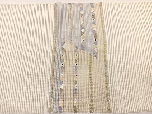 平和屋着物*夏物 八寸名古屋帯 絽綴れ 横段文 金銀糸 正絹 逸品 BAAX7981hv
