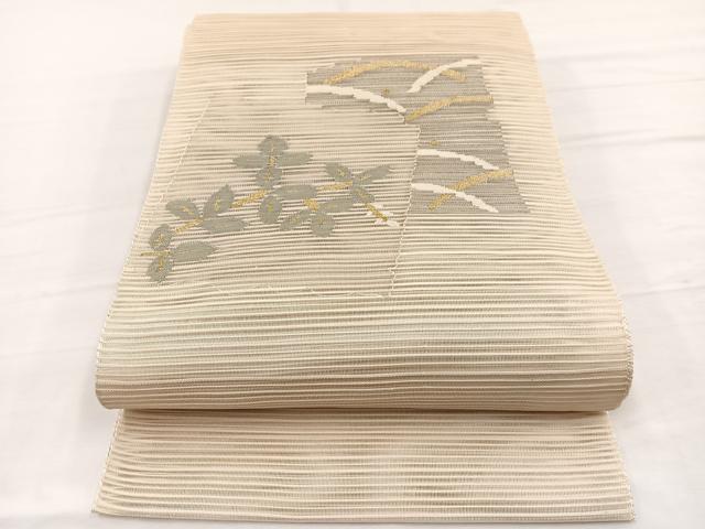平和屋着物*夏物 八寸名古屋帯 絽綴れ 草花文 金糸 正絹 逸品 BAAX7982hv