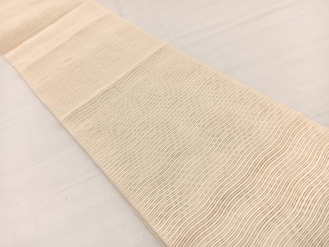 平和屋着物*夏物 八寸名古屋帯 絽綴れ 波文様 鳥の子色 正絹 逸品 BAAX7985hv