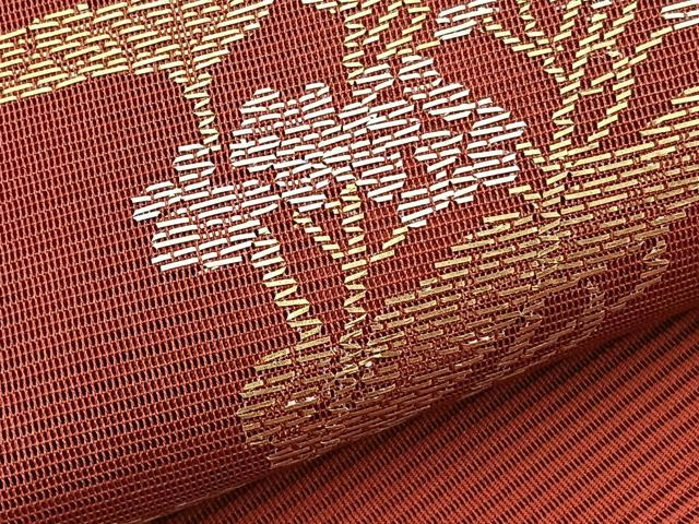 平和屋着物*夏物 八寸名古屋帯 絽綴れ 竹屋町刺繍 花丸文 金糸 正絹 逸品 BAAX7987hv