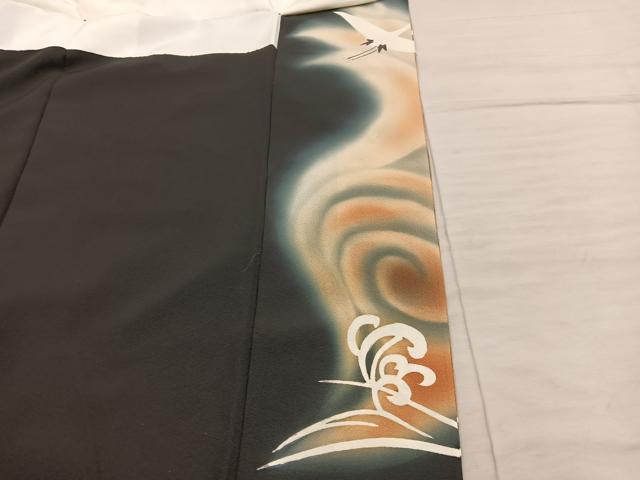 平和屋着物■豪華黒留袖 駒刺繍 飛鶴文 暈し染め 金彩 正絹 逸品 BAAX8011mz