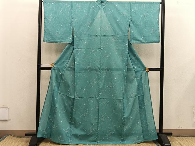 平和屋着物*夏物 小紋 幾何学文様 絽 洗える着物 BAAX8050mz
