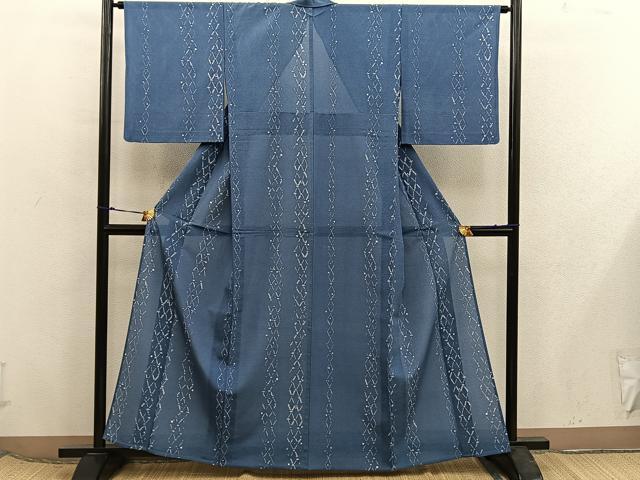 平和屋着物*夏物 小紋 幾何学文様 絽縮緬 洗える着物 BAAX8053mz