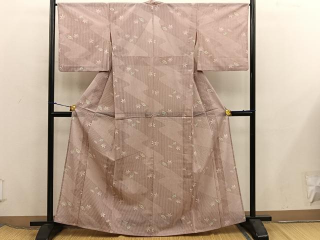 平和屋着物*夏物 小紋 紗 扇面梅花文 洗える着物 BAAX8057mz
