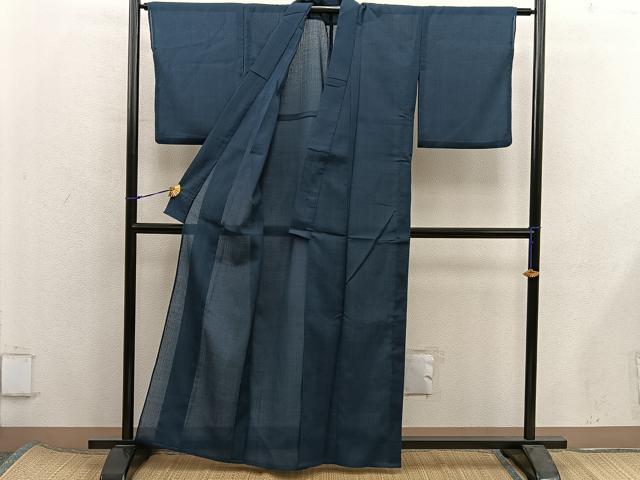 平和屋着物*夏物 色無地 紗 黒緑色 洗える着物 BAAX8064mz