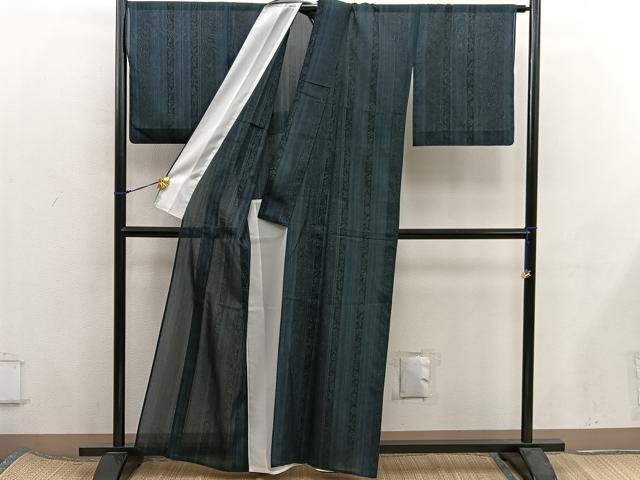 平和屋着物*夏物 小紋 紗 草花間道 洗える着物 BAAX8065mz