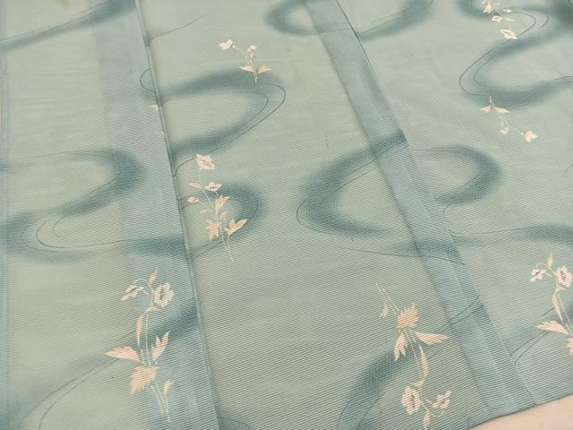 平和屋着物*夏物 小紋 絽 流水花文 洗える着物 BAAX8072mz