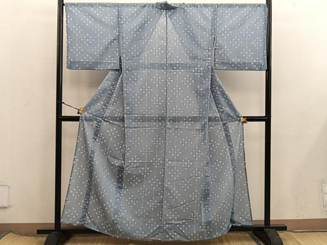平和屋着物*夏物 小紋 紗 幾何学文様 洗える着物 BAAX8075mz
