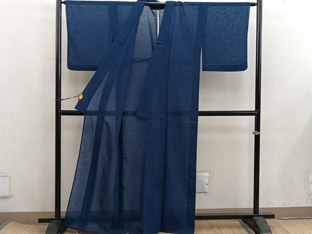 平和屋着物*夏物 色無地 紗 藍鉄色 洗える着物 BAAX8076mz