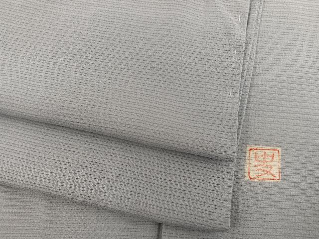 平和屋着物*夏物 色無地 作家物 絽縮緬 薄墨色 正絹 逸品 BAAX8089mz