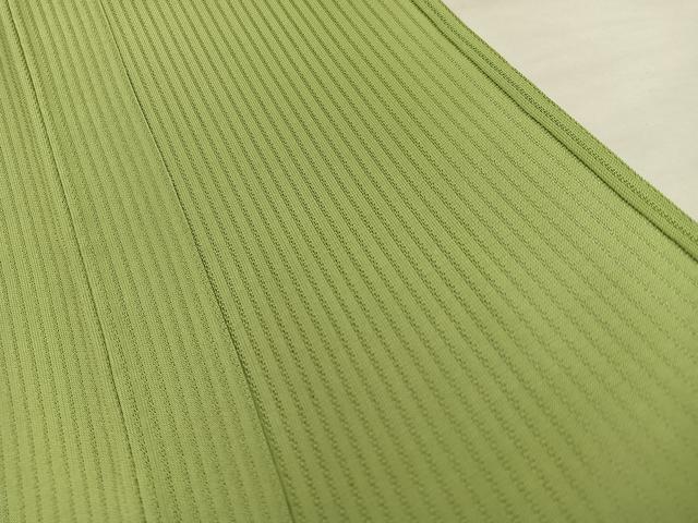 平和屋着物*夏物 色無地 縦絽 青朽葉色 正絹 逸品 BAAX8095mz