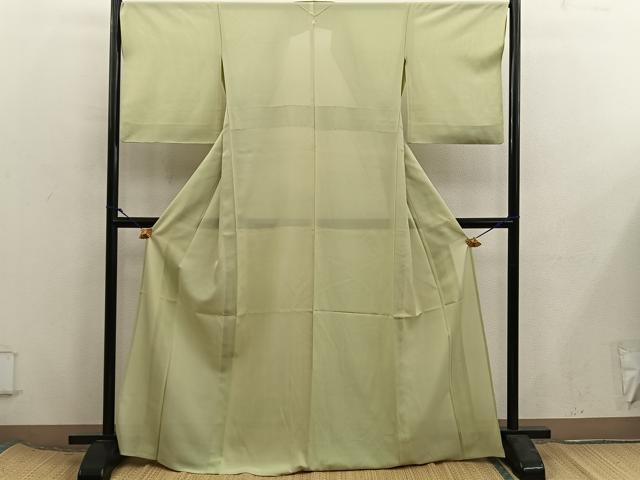 平和屋着物*夏物 色無地 絽 青朽葉色 正絹 逸品 BAAX8118mz