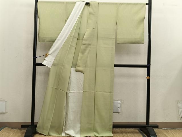 平和屋着物*夏物 色無地 絽 青朽葉色 正絹 逸品 BAAX8118mz