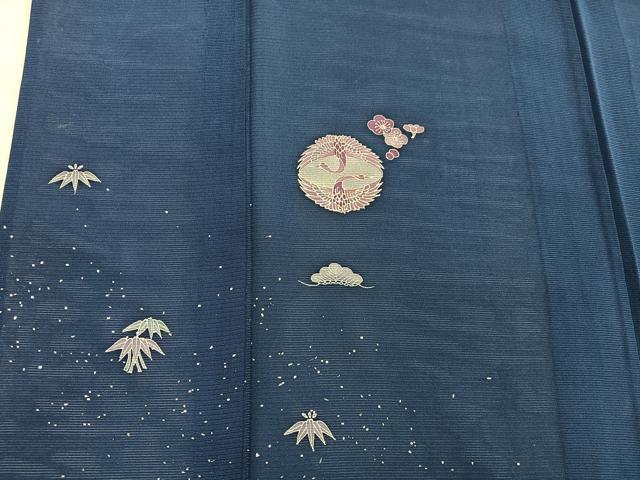 平和屋着物*夏物 訪問着 絽 松竹梅 双鶴 銀彩 正絹 逸品 BAAX8120mz