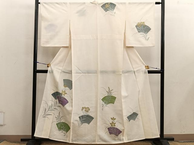平和屋着物*夏物 訪問着 絽 地紙重ね秋草文 正絹 逸品 BAAX8121mz