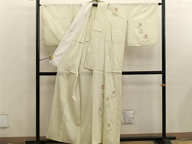 平和屋着物*夏物 訪問着 絽 刺繍 草葉文 正絹 逸品 BAAX8122mz