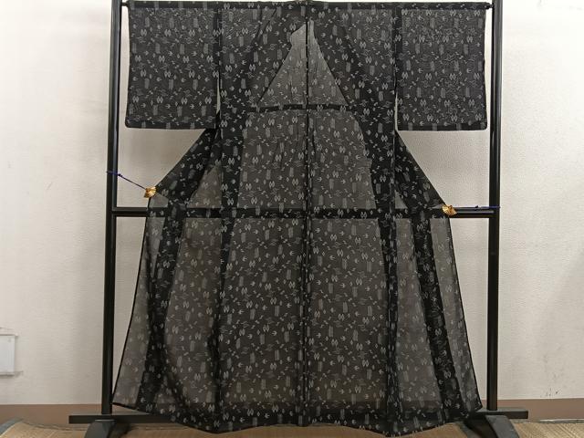 平和屋着物*夏物 小紋 紗紬 流水花鳥文 正絹 逸品 BAAX8123mz