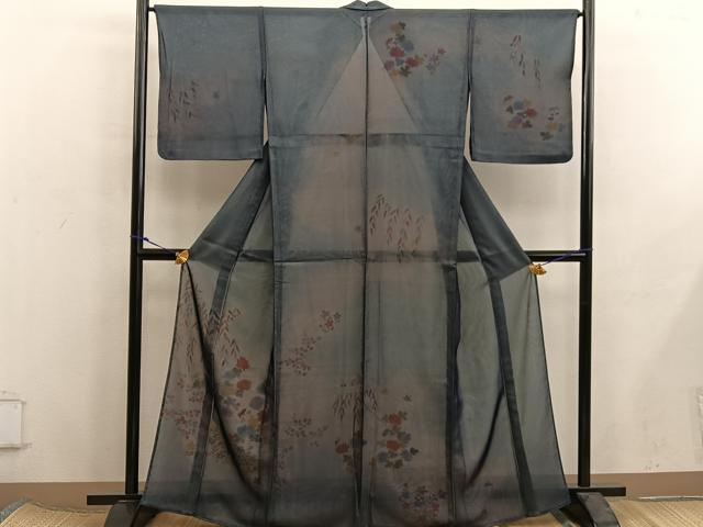 平和屋着物▽訪問着 無双 紗袷 紗×絽 菊花文 正絹 逸品 BAAX8125mz