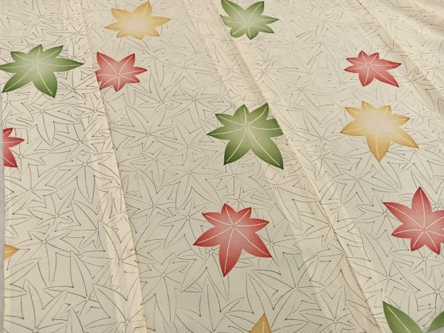 平和屋着物*夏物 小紋 絽 楓文 正絹 逸品 BAAX8131mz