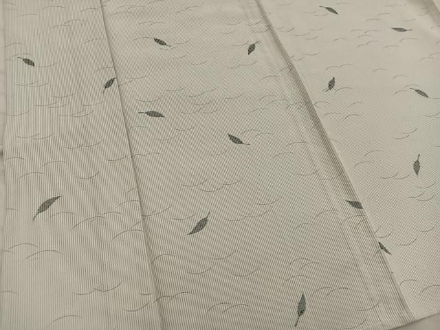 平和屋着物*夏物 小紋 縦絽 草葉文 正絹 逸品 BAAX8132mz
