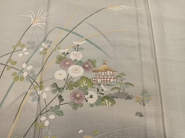 平和屋着物*夏物 訪問着 絽 友禅 風景花文 正絹 逸品 BAAX8133mz