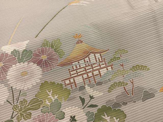 平和屋着物*夏物 訪問着 絽 友禅 風景花文 正絹 逸品 BAAX8133mz