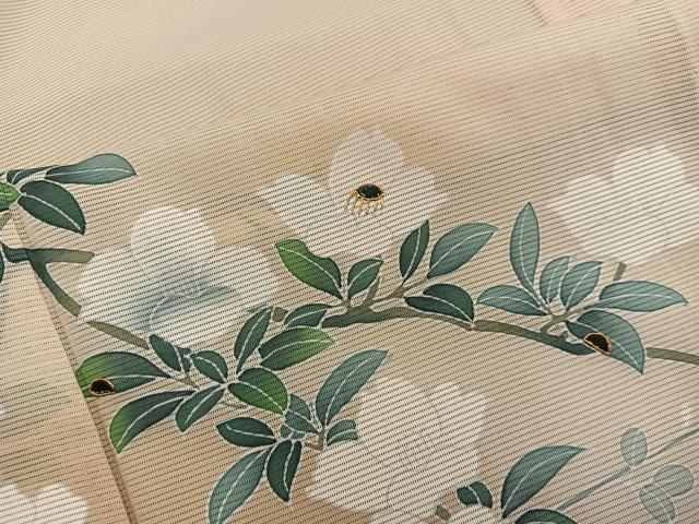 平和屋着物*夏物 訪問着 絽 螺鈿 枝花文 暈し染め 金彩 正絹 逸品 BAAX8139mz