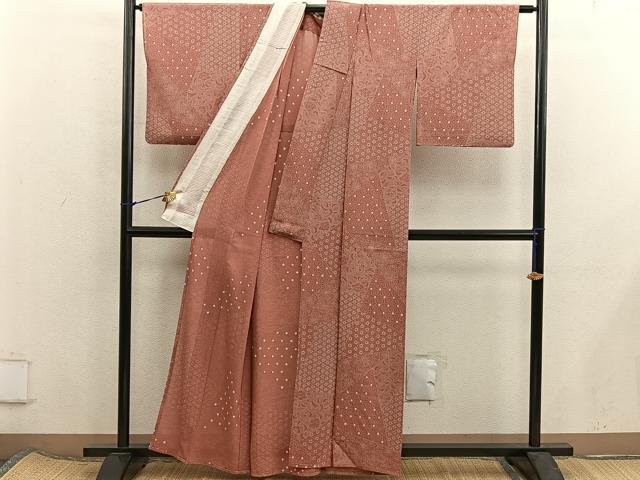平和屋着物*夏物 江戸小紋 絽 絞り 草花文 正絹 逸品 BAAX8142mz