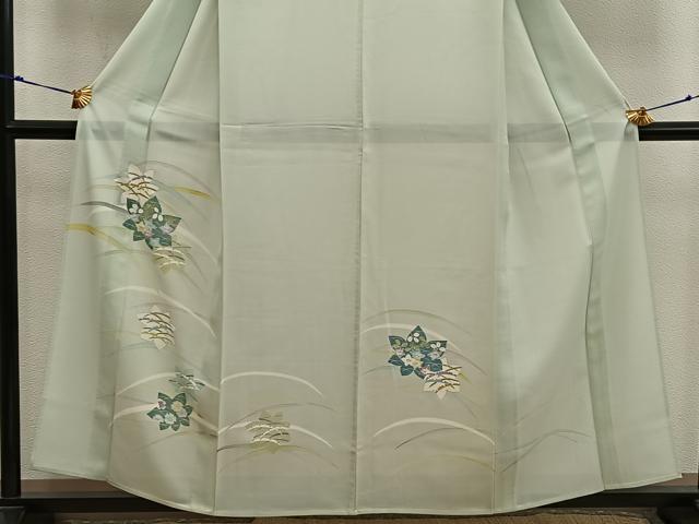 平和屋着物*夏物 訪問着 絽 草花文 銀彩 正絹 逸品 BAAX8151mz