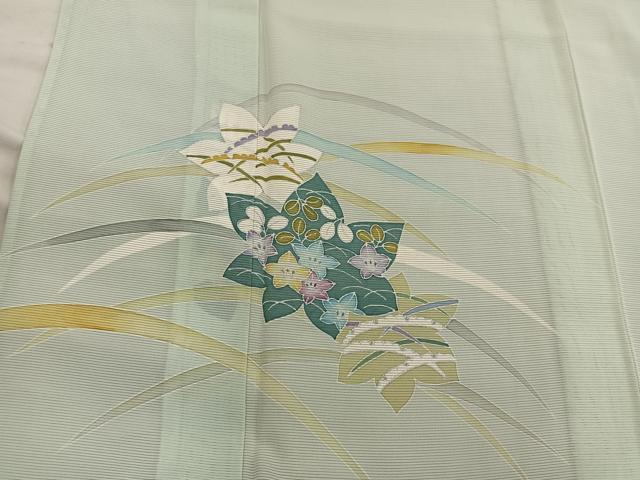 平和屋着物*夏物 訪問着 絽 草花文 銀彩 正絹 逸品 BAAX8151mz