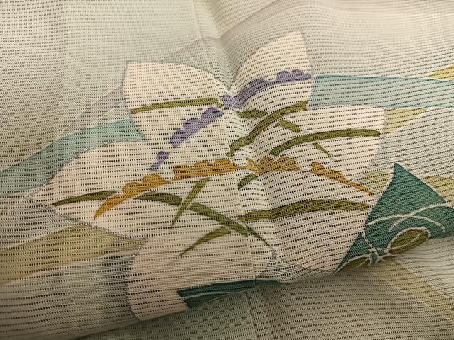 平和屋着物*夏物 訪問着 絽 草花文 銀彩 正絹 逸品 BAAX8151mz